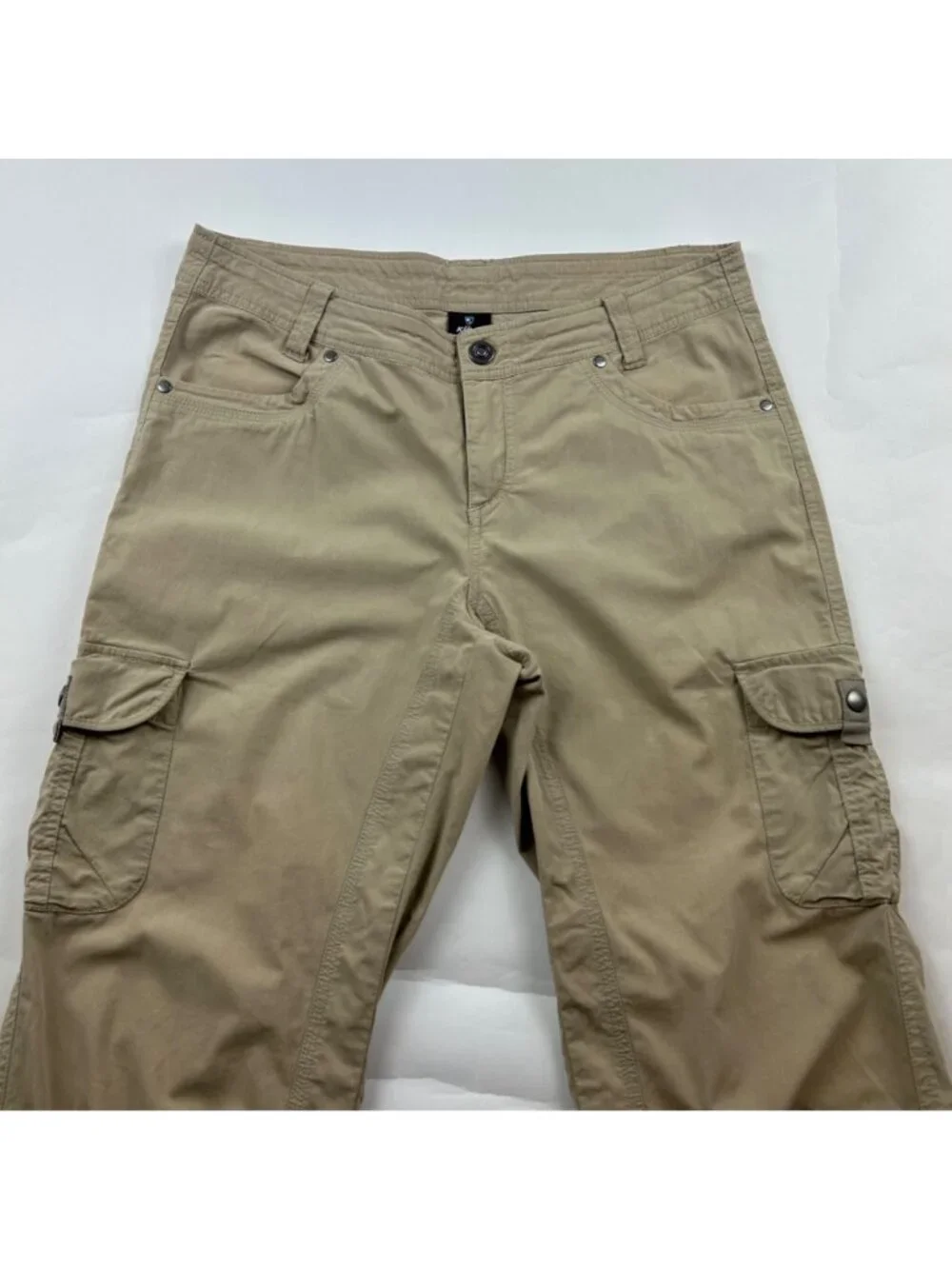 KÜHL Warm Tan Stretch Canvas Cargo Roll Cuff Adventure Pant 10R - Picture 2 of 7